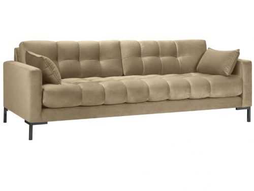 Béžová sametová třímístná pohovka MICADONI MAMAIA 217 cm
