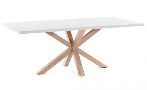 Bílý dřevěný jídelní stůl LaForma Arya 200x100 cm s přírodní podnoží