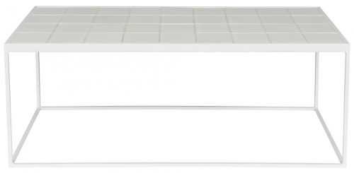 Bílý konferenční stolek ZUIVER GLAZED s keramickým obkladem 93x43 cm