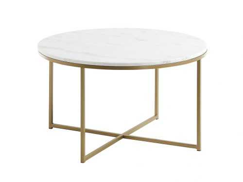 Bílý mramorový konferenční stolek LaForma Sheffield Ø80 cm