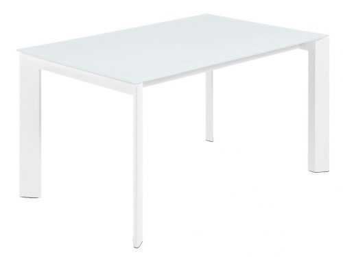 Bílý skleněný rozkládací jídelní stůl LaForma Atta 160/220x90 cm