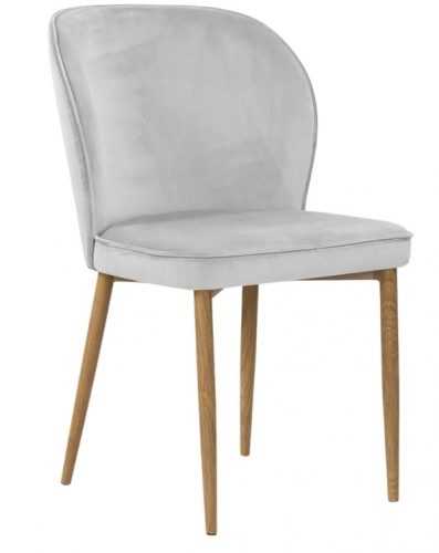 Concept design Stříbrná sametová jídelní židle Anya s dubovou podnoží