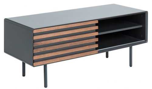 Grafitově černý dřevěný TV stolek LaForma Mahon 120x48 cm