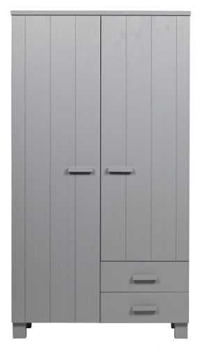 Hoorns Světle šedá dřevěná šatní skříň Koben 111 cm se šuplíky