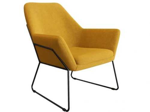 Hořčicově žluté látkové křeslo Miotto Duomo s kovovou podnoží
