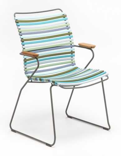 Modrozelená plastová zahradní židle HOUE Click II. s područkami