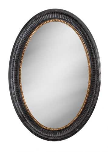 Moebel Living Černé oválné závěsné zrcadlo Balton 95 x 135 cm