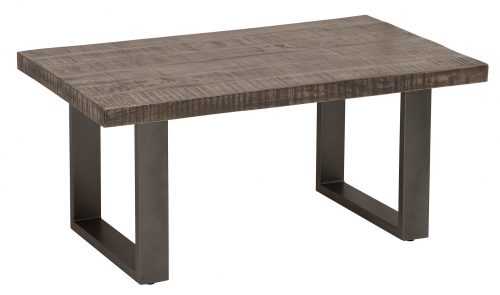 Moebel Living Šedý masivní dřevěný konferenční stolek Fabio 100 x 60 cm