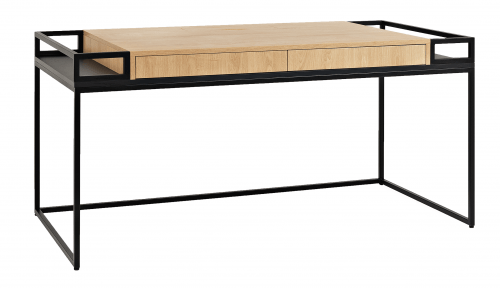 Nordic Design Černý kovový pracovní stůl Alf s dřevěnou deskou 160 x 78 cm