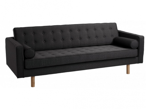 Nordic Design Tmavě šedá látková třímístná pohovka Emmet Timber 220 cm