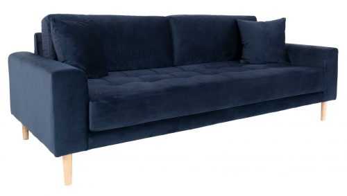 Nordic Living Tmavě modrá sametová třímístná pohovka Limo 210 cm