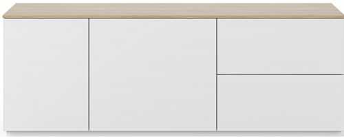 Porto Deco Bílá dřevěná komoda Lettia 160 x 65 cm s dubovou deskou