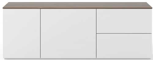 Porto Deco Bílá dřevěná komoda Lettia 160 x 65 cm s ořechovou deskou
