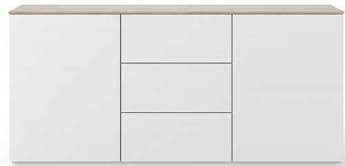 Porto Deco Bílá dřevěná komoda Lettia 180 x 50 cm s dubovou deskou