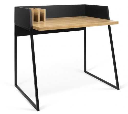 Porto Deco Černý dubový kancelářský stůl Glaucia 90 x 60 cm