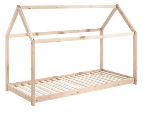 Přírodní dětská dřevěná postel Vipack Cabane 90x200 cm