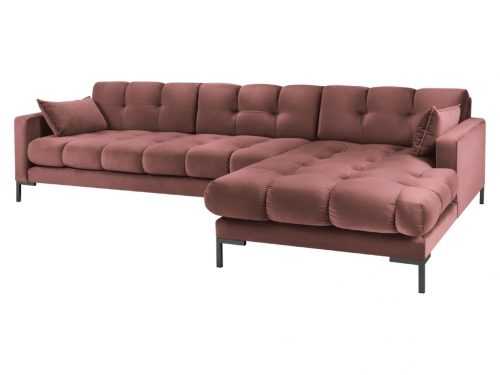 Růžová sametová rohová pohovka MICADONI MAMAIA 293 cm
