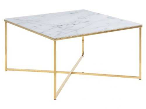 SCANDI Bílý skleněný konferenční stolek Venice 80x80 cm
