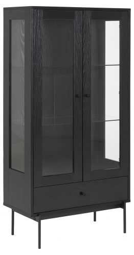 SCANDI Černá dřevěná vitrína Toren 152 cm