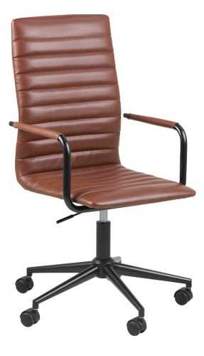 SCANDI Hnědá koženková kancelářská židle Aqua