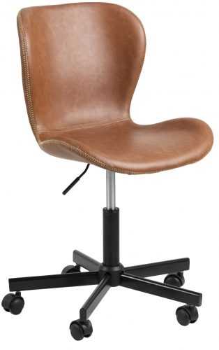 SCANDI Hnědá koženková konferenční židle Matylda na kolečkách