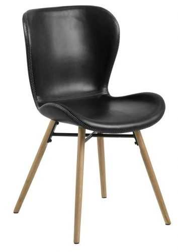 SCANDI Vintage černá koženková jídelní židle Matylda
