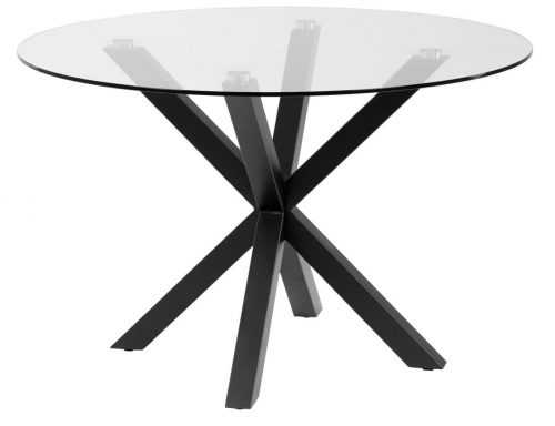 Skleněný kulatý jídelní stůl LaForma Arya O 119 cm s černou podnoží