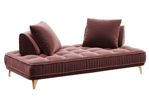 Starorůžová sametová trojmístná pohovka DEVICHY Chloe 234 cm