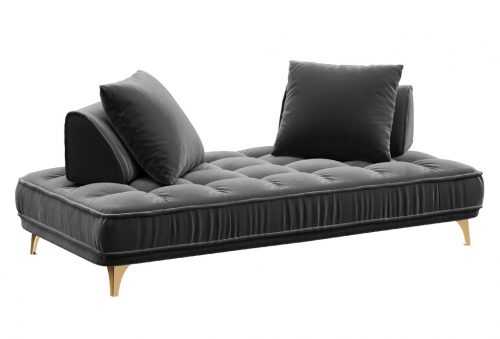 Stříbrně šedá sametová trojmístná pohovka DEVICHY Chloe 234 cm