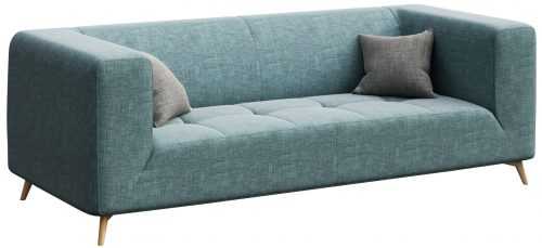 Světle modrá látková třímístná pohovka MESONICA Toro 217 cm