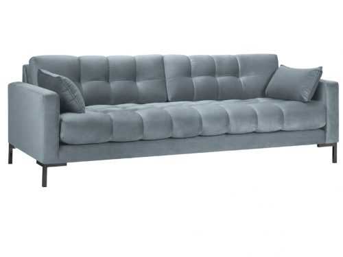 Světle modrá sametová třímístná pohovka MICADONI MAMAIA 217 cm
