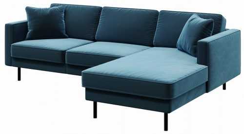 Tmavě modrá rohová sametová pohovka MESONICA Kobo