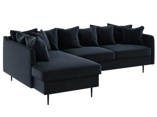 Tmavě modrá sametová rohová pohovka Ghado Esme 255 cm