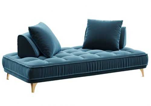 Tmavě modrá sametová trojmístná pohovka DEVICHY Chloe 234 cm