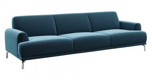 Tmavě modrá třímístná sametová pohovka MESONICA Puzo 240 cm