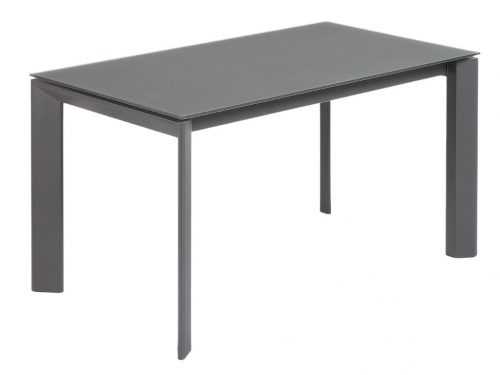 Tmavě šedý skleněný rozkládací jídelní stůl LaForma Atta 140/200x90 cm