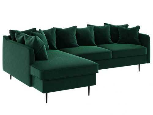 Tmavě zelená sametová rohová pohovka Ghado Esme 255 cm