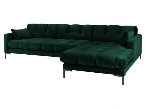 Tmavě zelená sametová rohová pohovka MICADONI MAMAIA 293 cm