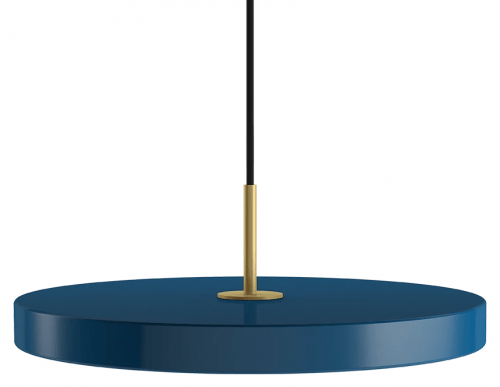 UMAGE Petrolejově modré kovové závěsné světlo Asteria Ø 43 cm