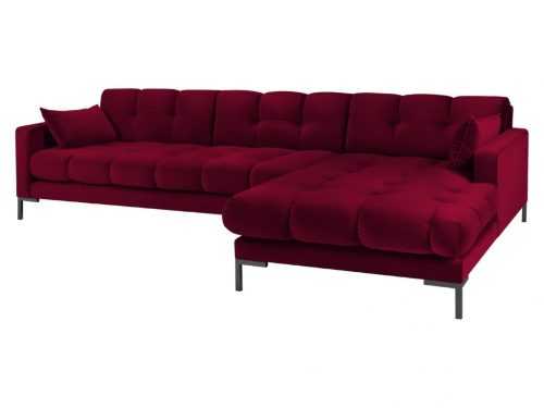 Vínově červená sametová rohová pohovka MICADONI MAMAIA 293 cm