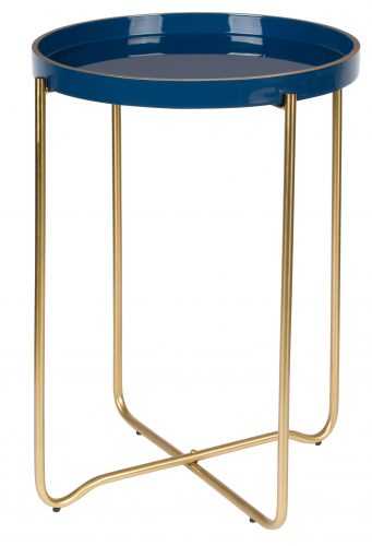White Label Living Tmavě modrý kulatý smaltovaný odkládací stolek WLL Celina 42 cm