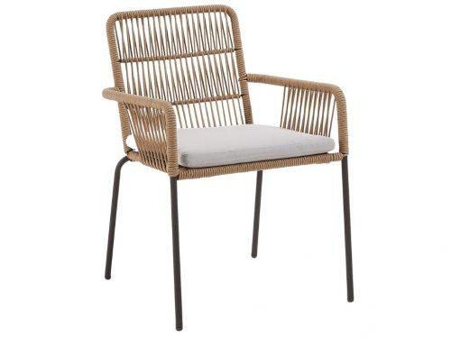 Béžová pletená zahradní židle LaForma Samt s kovovou podnoží