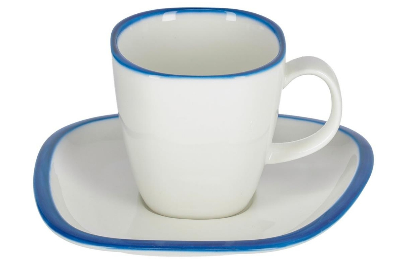 Bílo modrý porcelánový šálek a podšálek LaForma Odalin