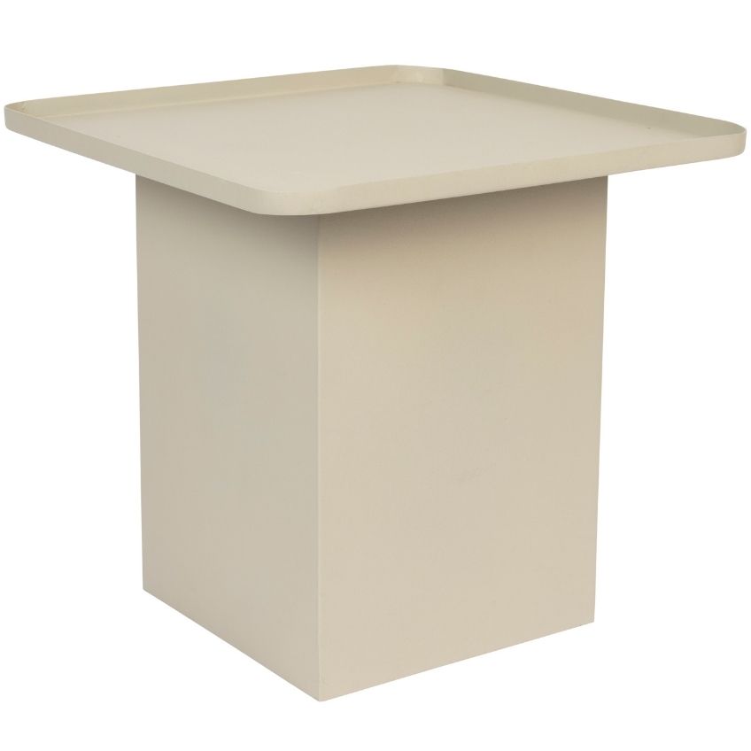 White Label Living Krémově bílý matný kovový odkládací stolek WLL SVERRE 44 x 44 cm