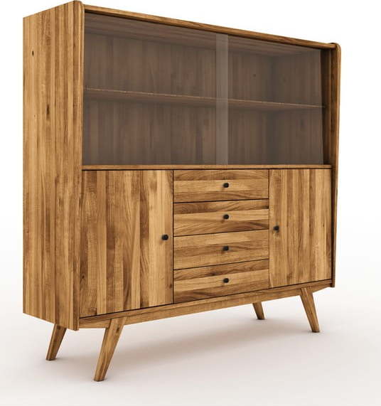 Vitrína z dubového dřeva 160x154 cm Retro - The Beds