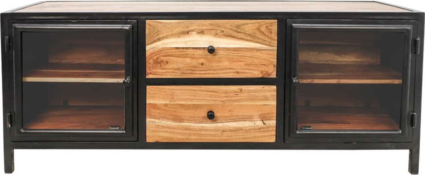 Černý TV stolek z masivu akácie 140x90 cm Kingston - HSM collection