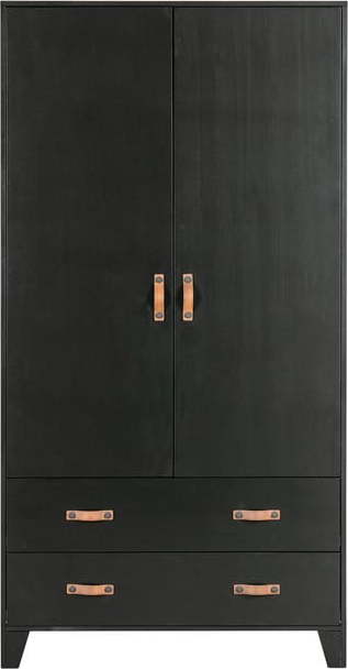 Černá šatní skříň z borovicového dřeva 94x180 cm Dian - WOOOD