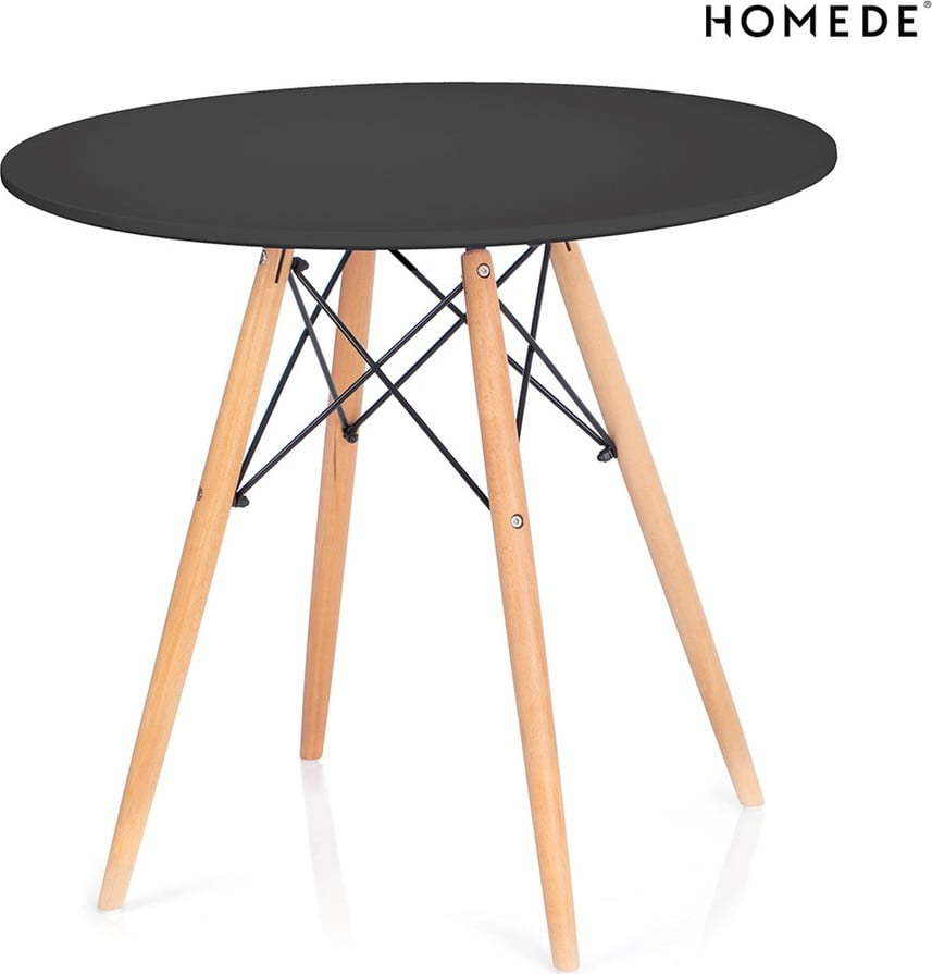 Kulatý jídelní stůl s černou deskou ø 80 cm Tebe – Homede