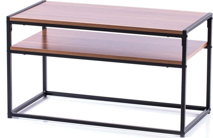 Hnědý konferenční stolek s deskou v dekoru ořechového dřeva 40x80 cm Pjan – Homede