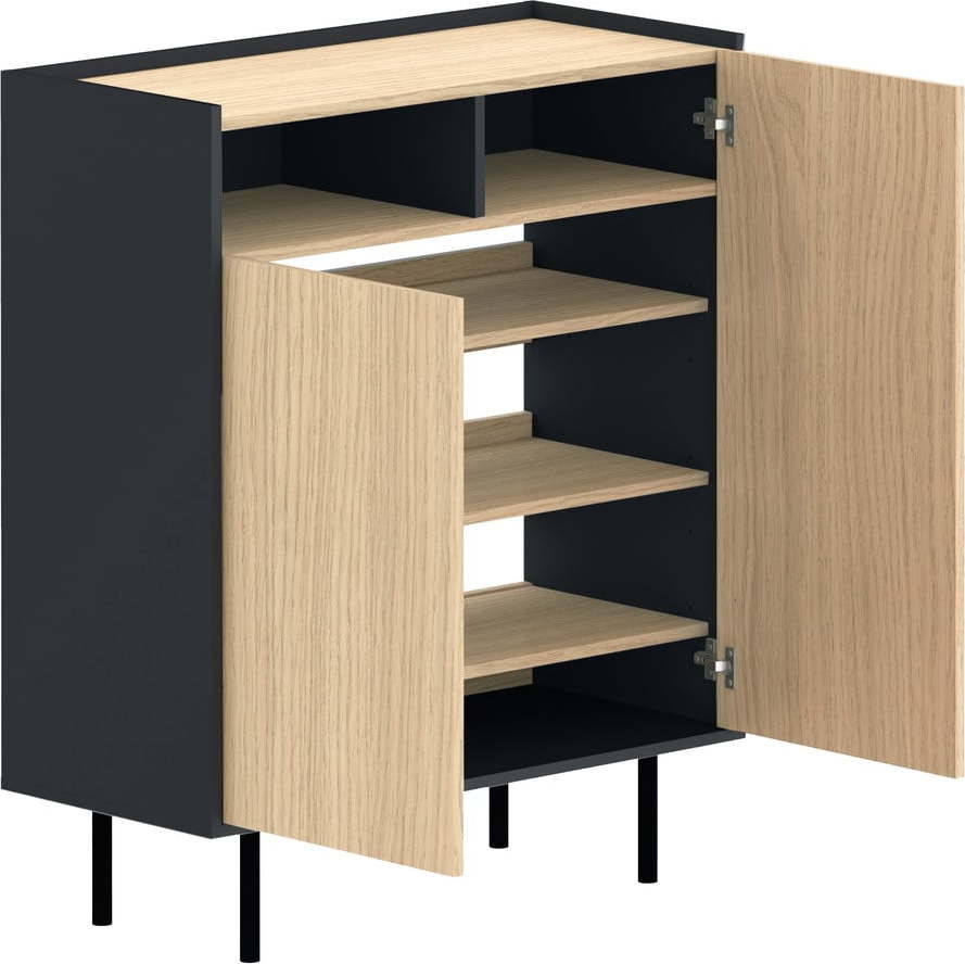 Botník v dekoru dubu v černo-přírodní barvě Sienna – TemaHome